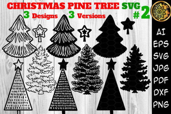 Christmas 3 Designs Pine Tree Set for Illustrations