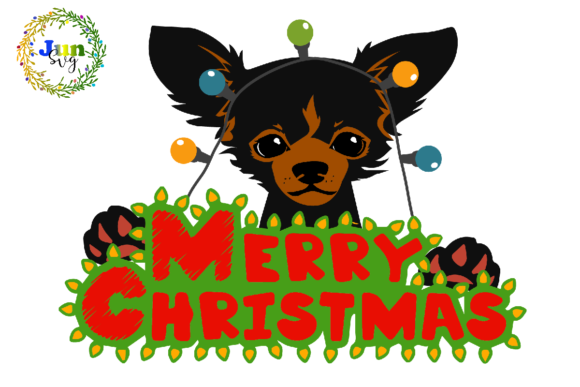 Christmas Dog Gift Vector Clipart