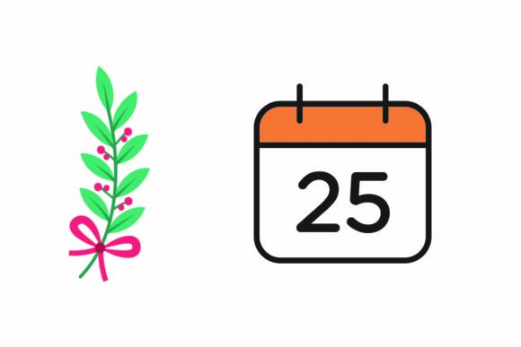 Christmas Holly Berries Calendar Vector
