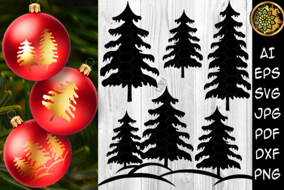 Christmas Pine Tree Clipart Set 2: A Versatile Illustration for Seasonal Branding