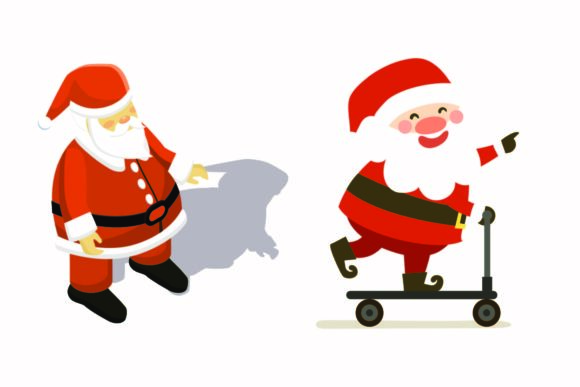 Christmas Santa Funny Scooter Vector