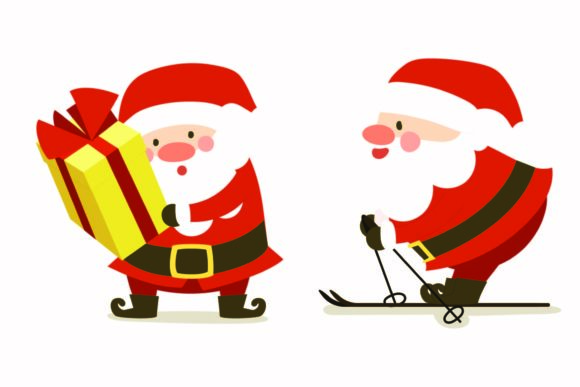 Christmas Santa Ski Illustration
