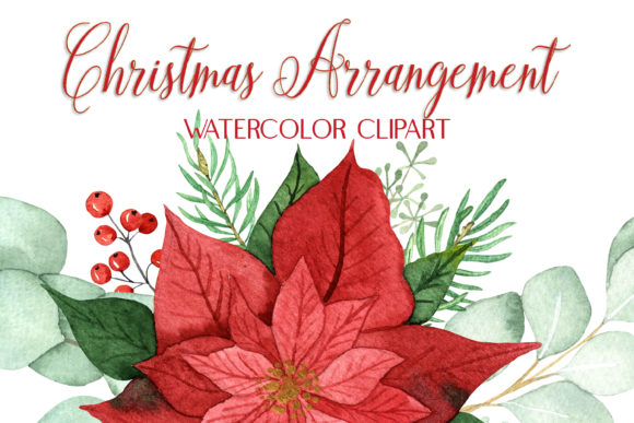 Christmas Watercolor Arrangement Clipart