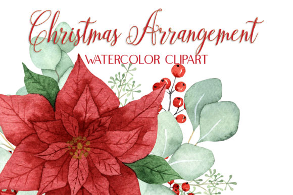 Christmas Watercolor Bouquet Clipart