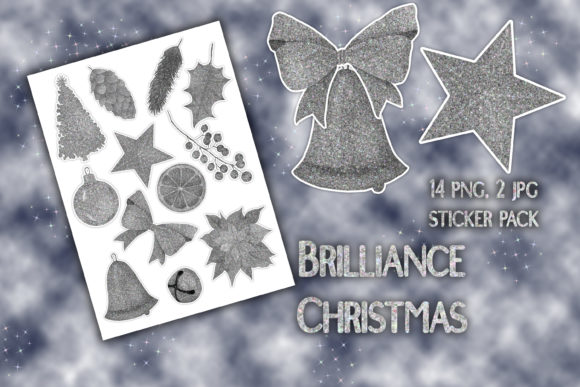 Diamond Glitter Christmas Stickers Illustrations