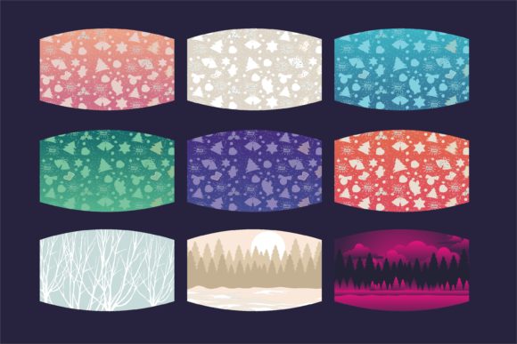 Mask Face with Christmas Vector Illustrations