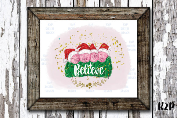 Merry Christmas Sublimation Believe Pink Illustrations