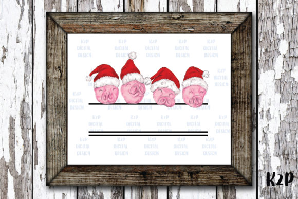 Merry Christmas Sublimation Pig Monogram