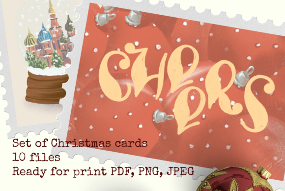 Set of Christmas Cards 10 Cards Illustrations