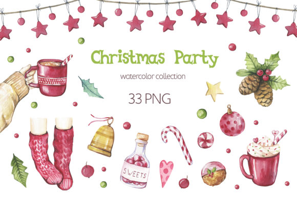 Watercolor Christmas Clipart Illustrations