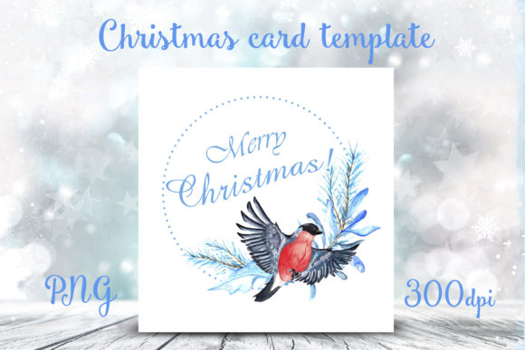 Watercolor Template for Christmas Card